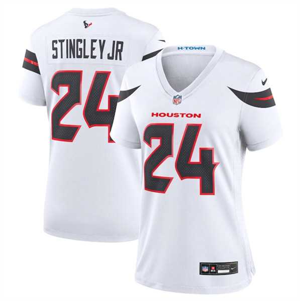 Women%27s Houston Texans #24 Derek Stingley Jr. White 2024 Stitched Jersey Dzhi->women nfl jersey->Women Jersey